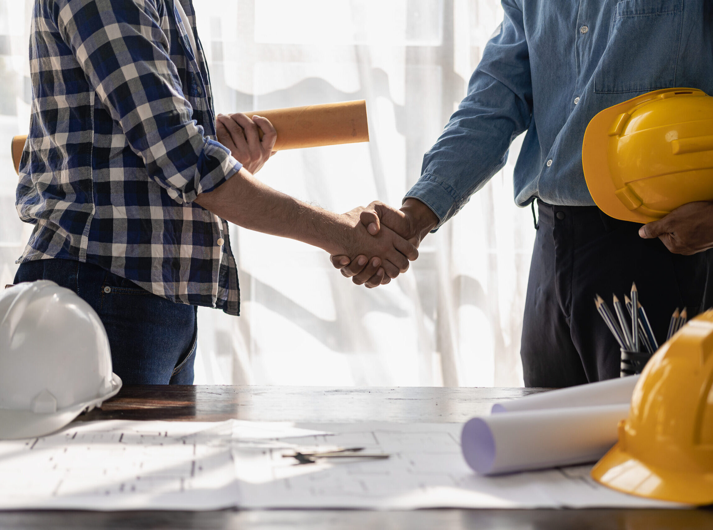 Project managers discussing a construction site